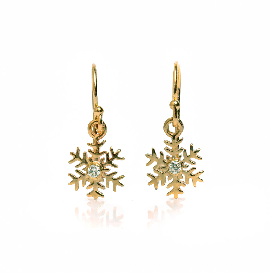 Snowflake Dangle - 14K Yellow Gold